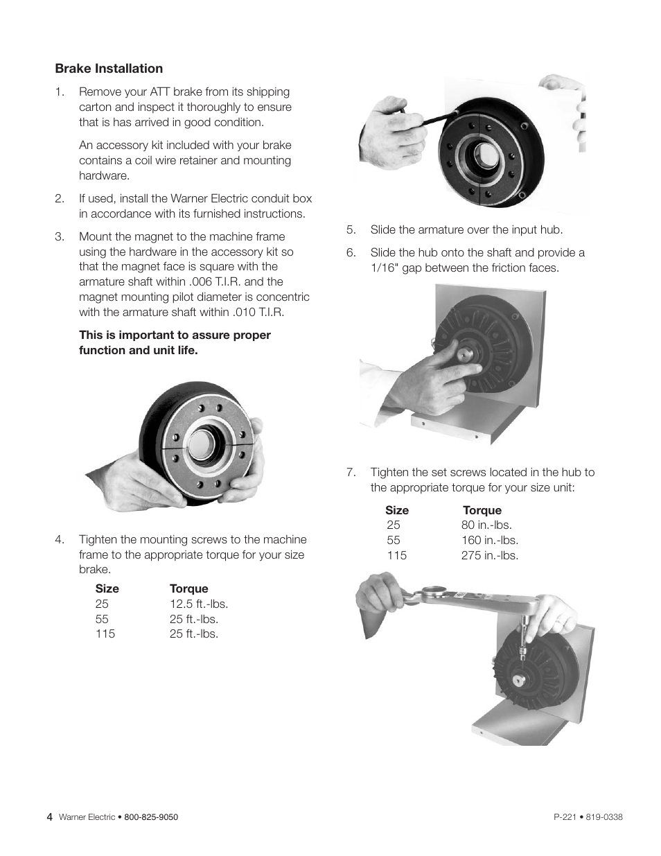 Warner Electric ATT Tension Brakes User Manual | Page 4 / 12