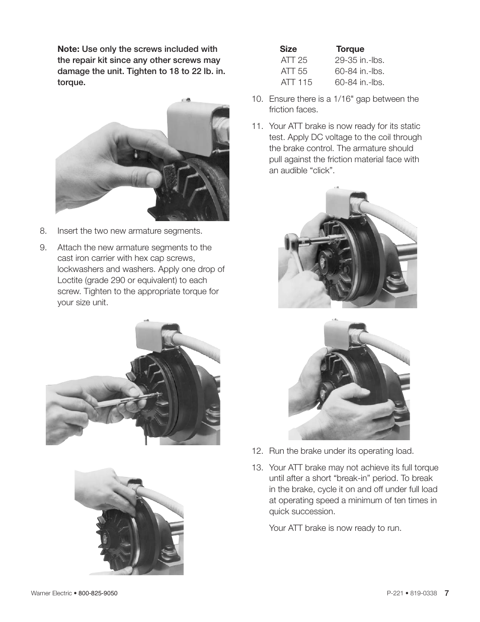 Warner Electric ATT Tension Brakes User Manual | Page 7 / 12