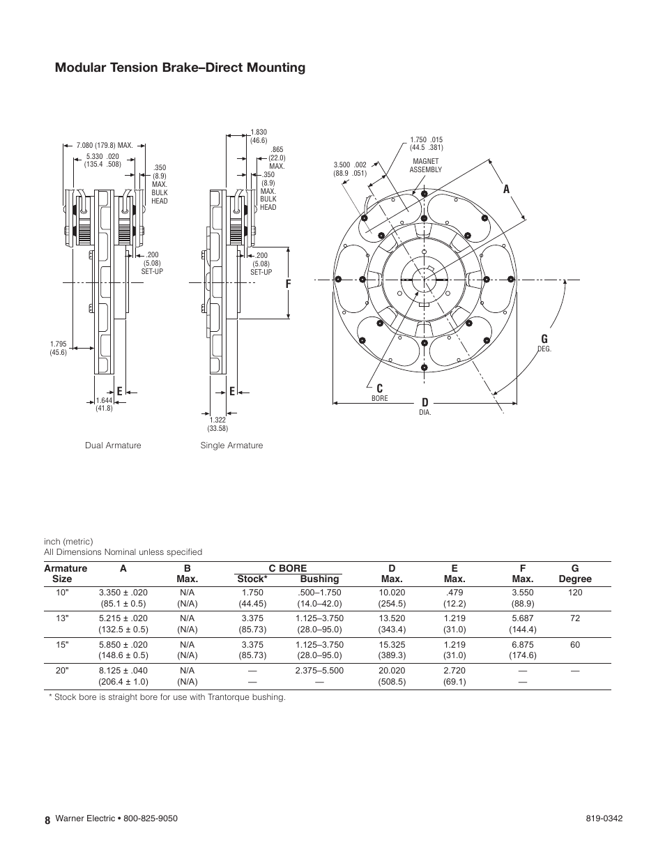 Modular tension brake–direct mounting | Warner Electric MTB II User Manual | Page 8 / 12