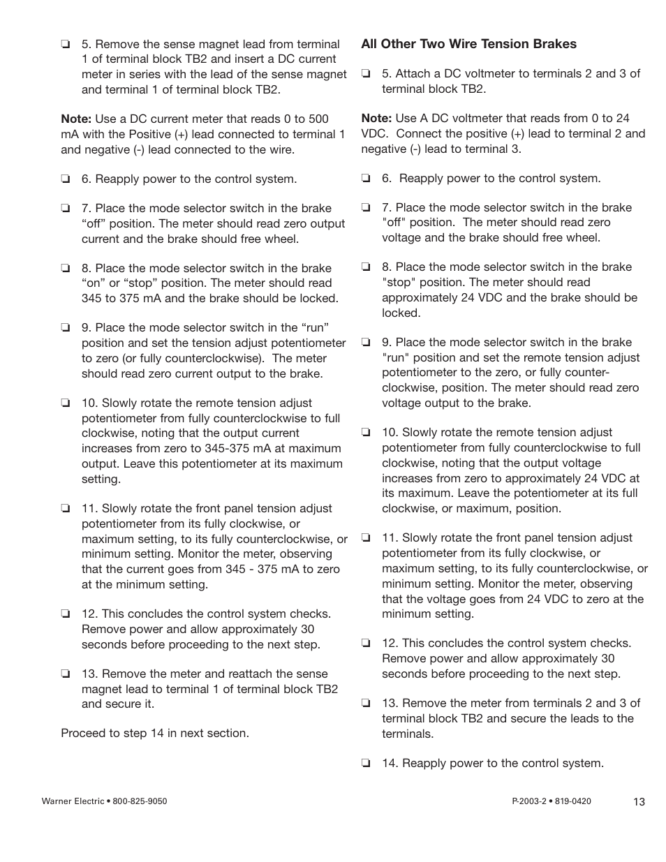 Warner Electric TCS-200-1H User Manual | Page 13 / 22