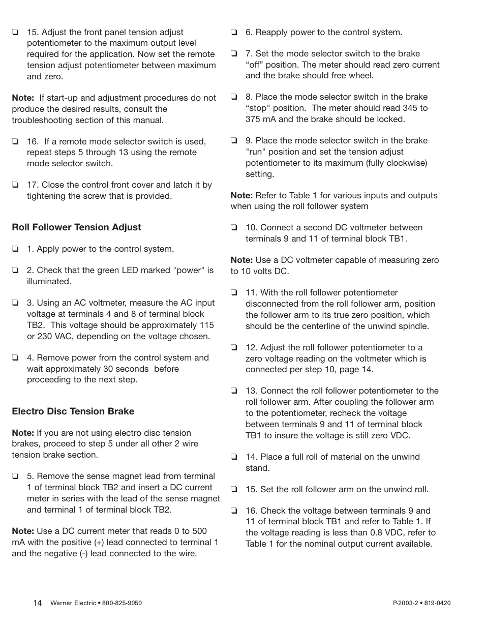 Warner Electric TCS-200-1H User Manual | Page 14 / 22