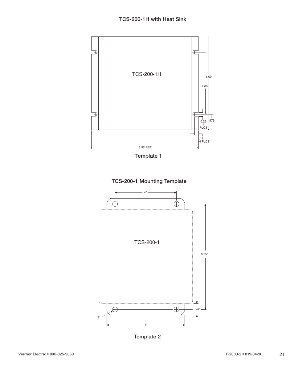 Tcs-200-1h, Tcs-200-1 | Warner Electric TCS-200-1H User Manual | Page 21 / 22