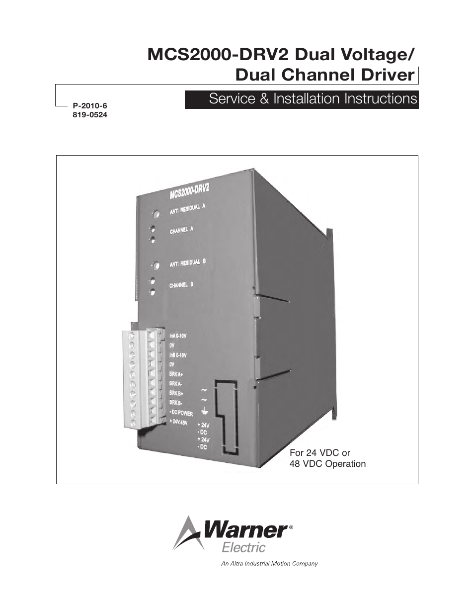 Warner Electric MCS2000-DRV2 User Manual | 22 pages