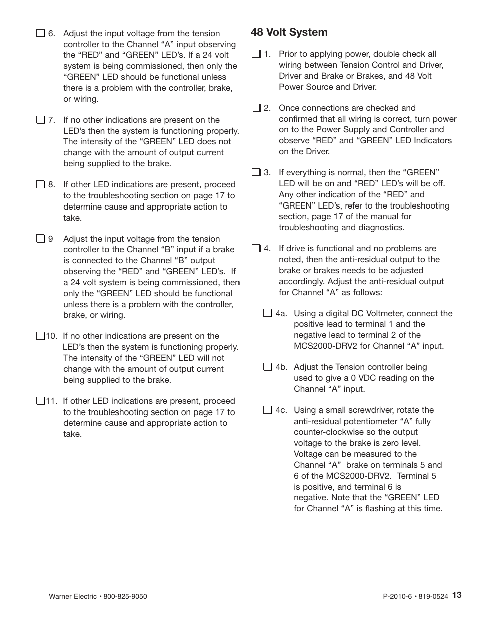 48 volt system | Warner Electric MCS2000-DRV2 User Manual | Page 13 / 22