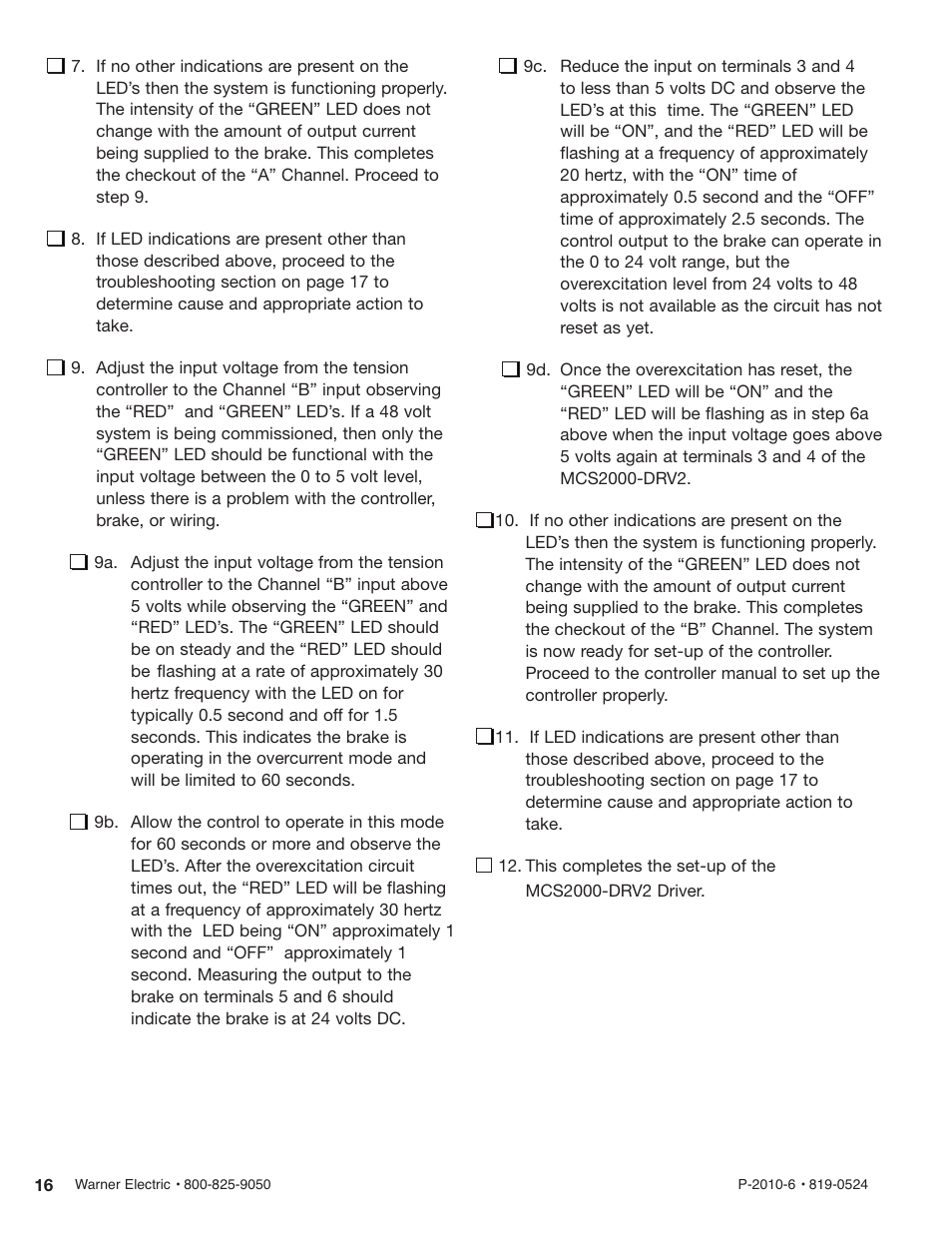 Warner Electric MCS2000-DRV2 User Manual | Page 16 / 22