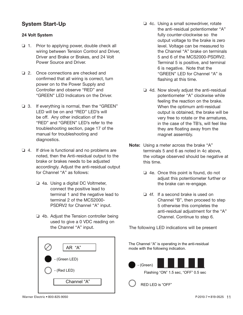 System start-up | Warner Electric MCS2000-PSDRV2 User Manual | Page 11 / 22