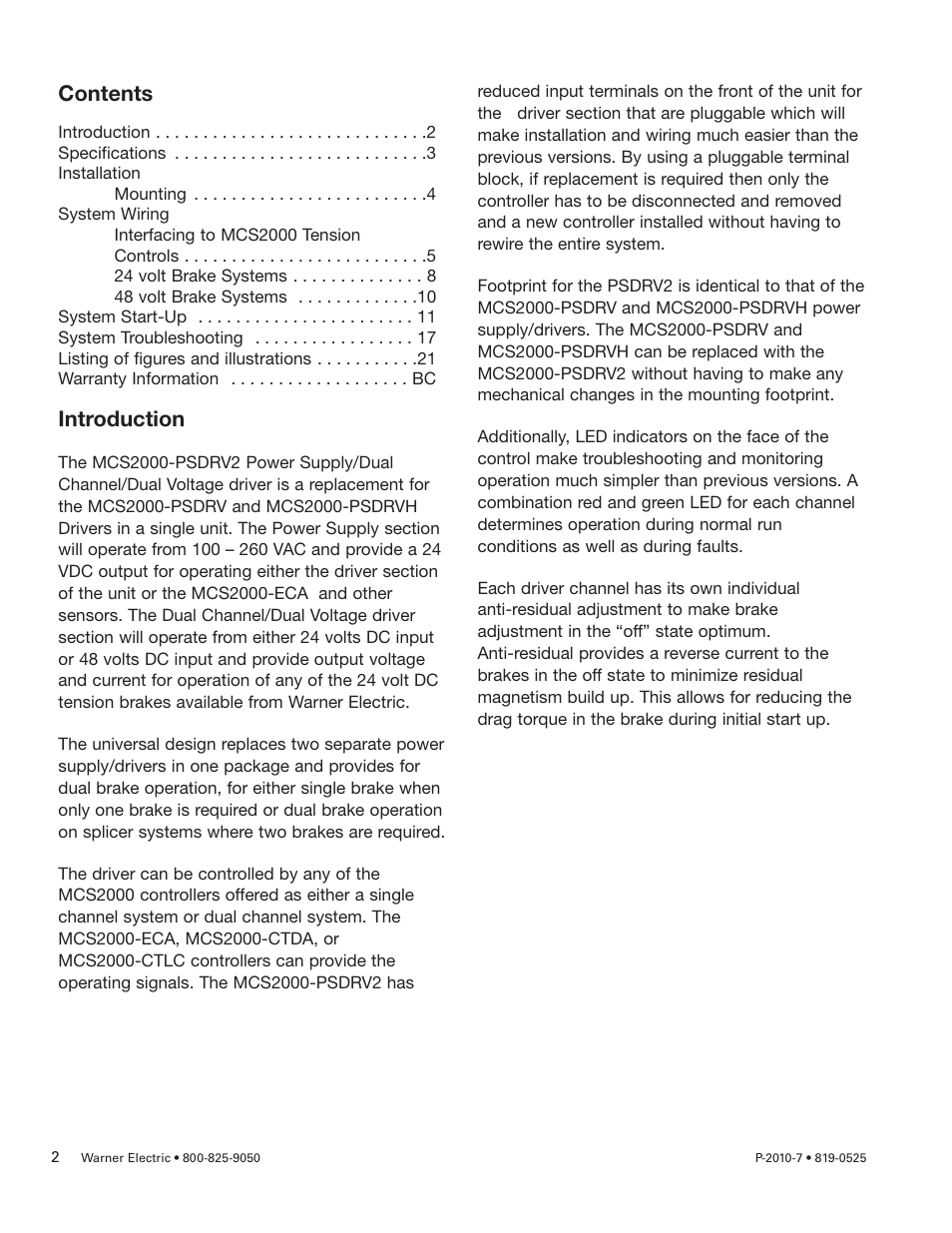 Warner Electric MCS2000-PSDRV2 User Manual | Page 2 / 22