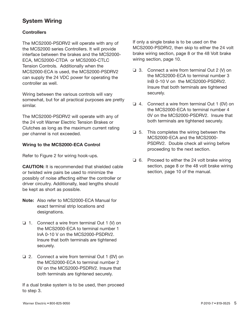 System wiring | Warner Electric MCS2000-PSDRV2 User Manual | Page 5 / 22