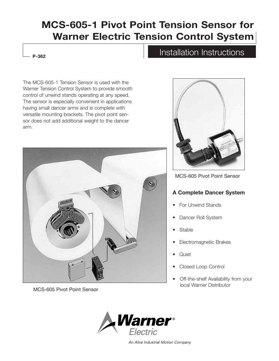 Warner Electric MCS-605-1 User Manual | 2 pages
