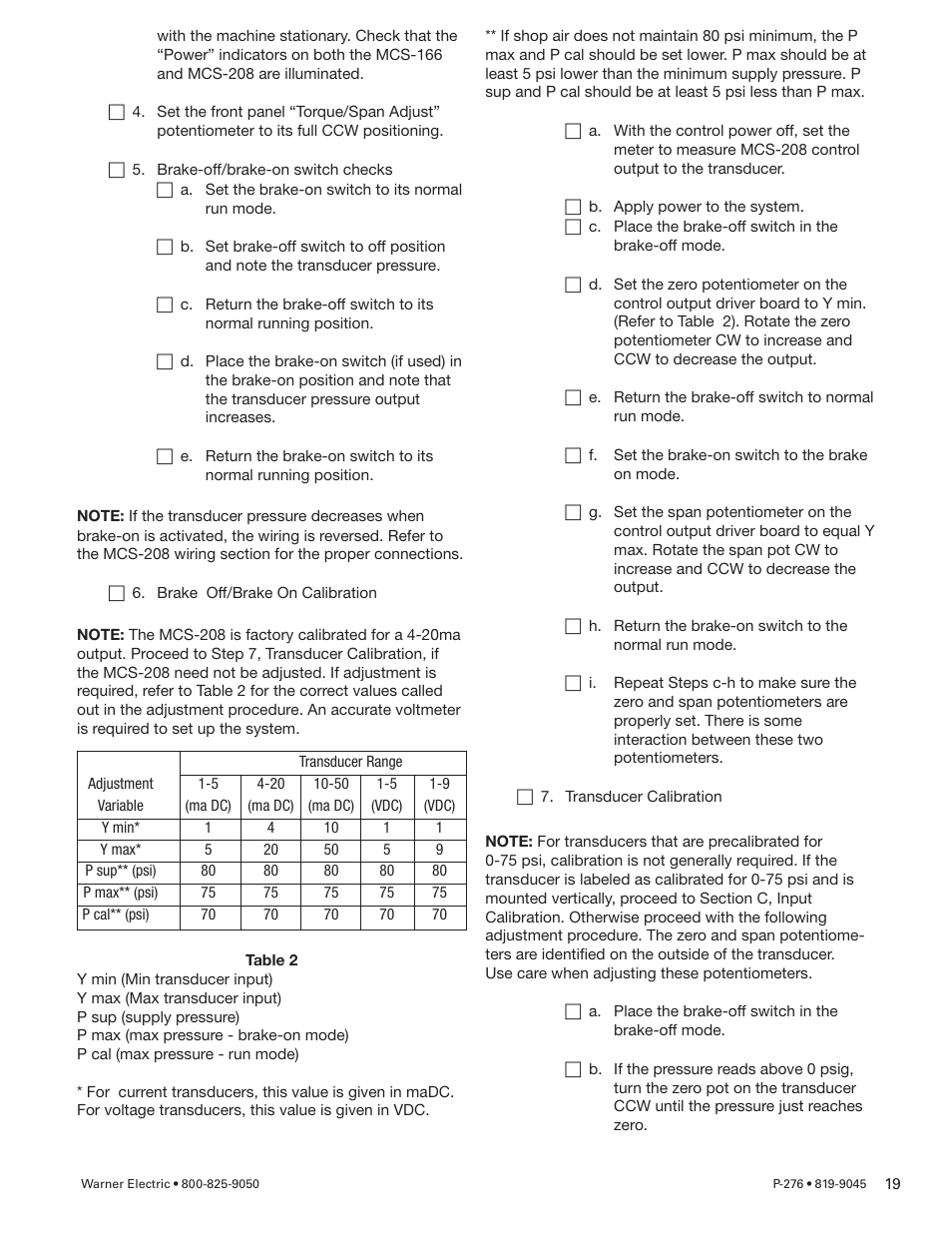 Warner Electric MCS-208 User Manual | Page 19 / 26