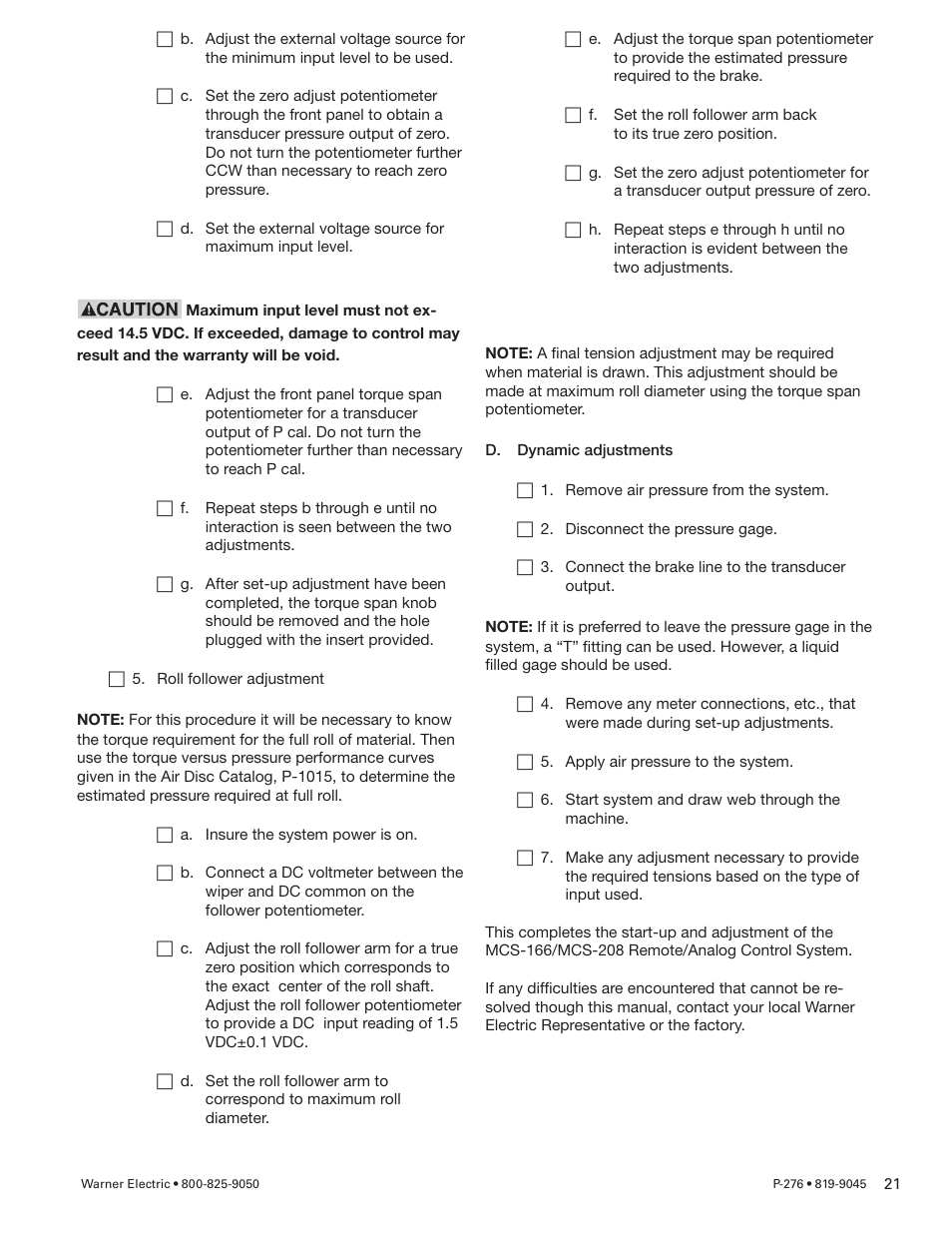 Warner Electric MCS-208 User Manual | Page 21 / 26