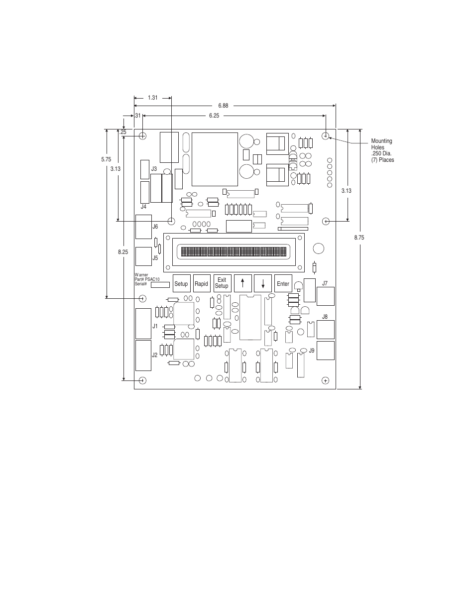 Psac10 board dimensions | Warner Electric FM Series Foot Mounted Load Cells AC10 Measuring System A-B-C30 User Manual | Page 25 / 60