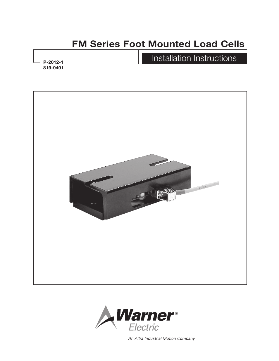 Warner Electric FM Series Foot Mounted Load Cells User Manual | 6 pages