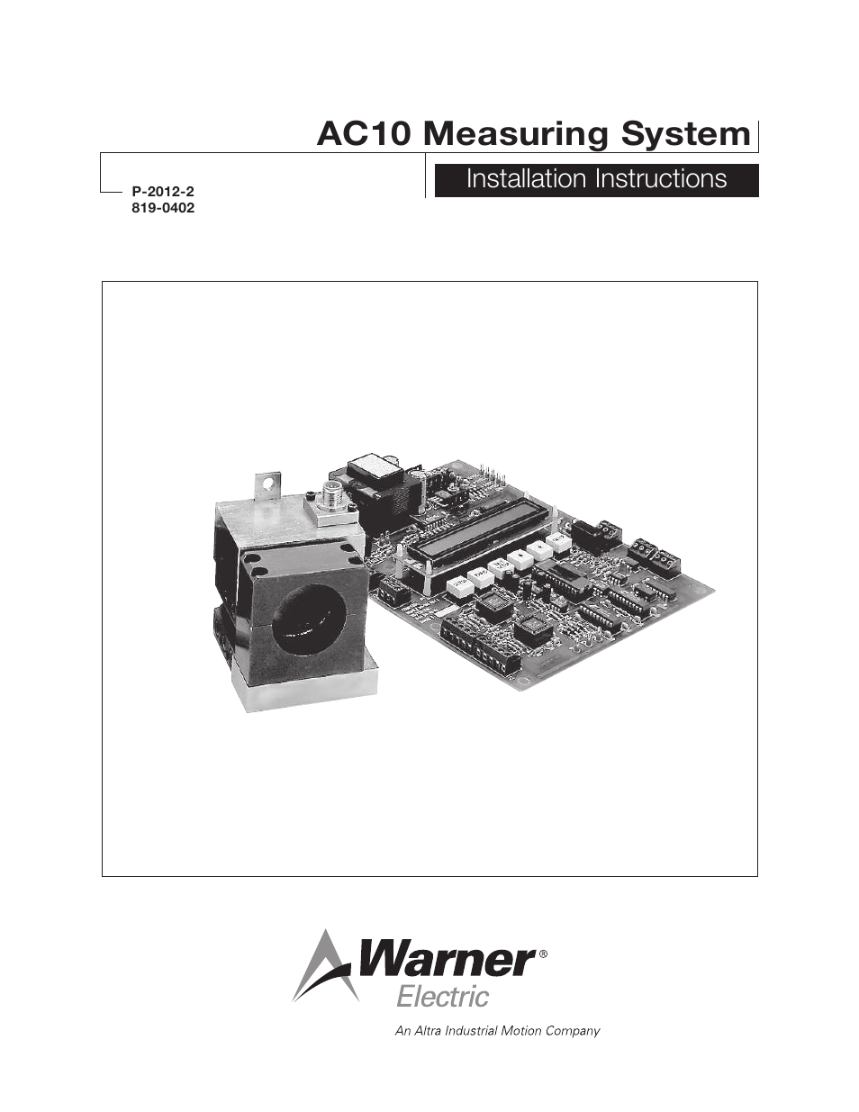 Warner Electric AC10 Measuring System User Manual | 20 pages