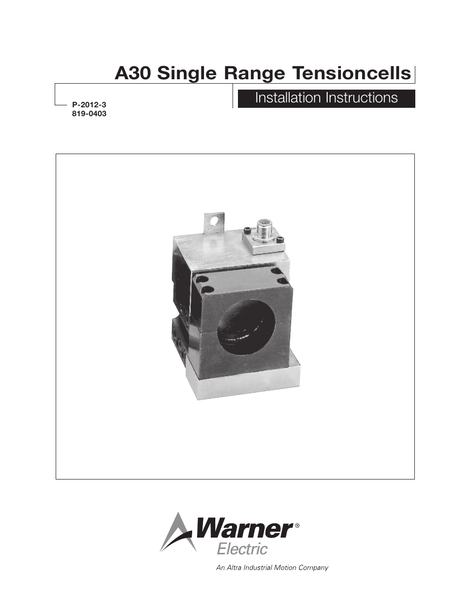 Warner Electric A30 Single Range Tensioncells User Manual | 12 pages