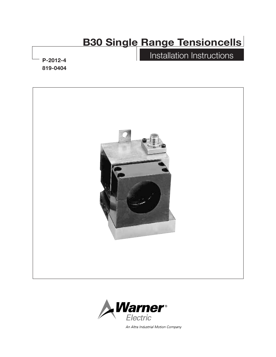 Warner Electric B30 Single Range Tensioncells User Manual | 14 pages