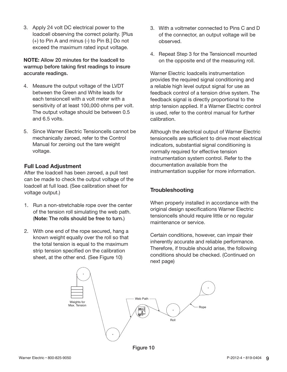 Warner Electric B30 Single Range Tensioncells User Manual | Page 9 / 14