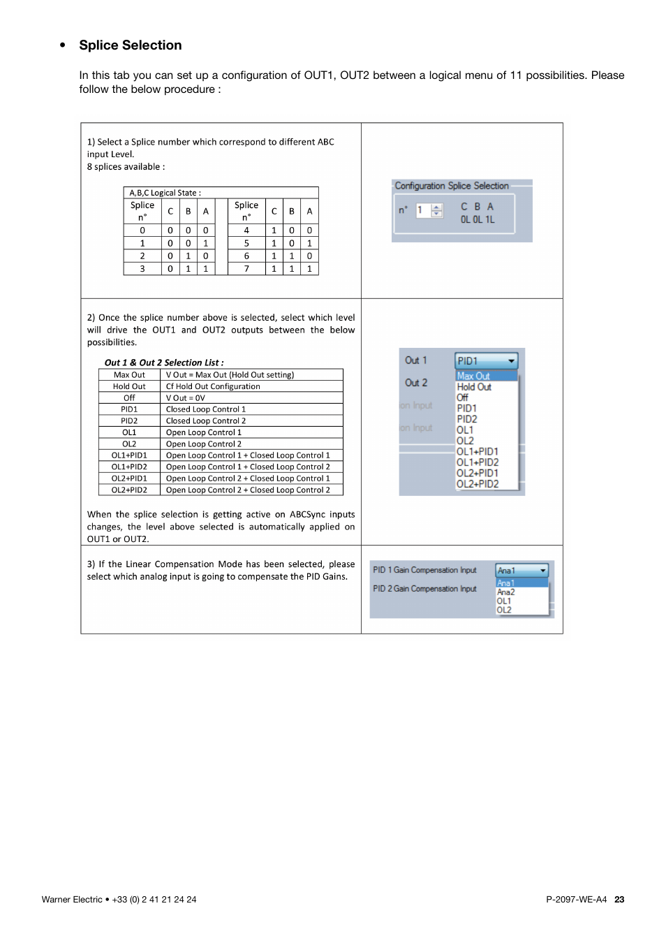 Splice selection | Warner Electric XCTRL-2DRV User Manual | Page 23 / 34