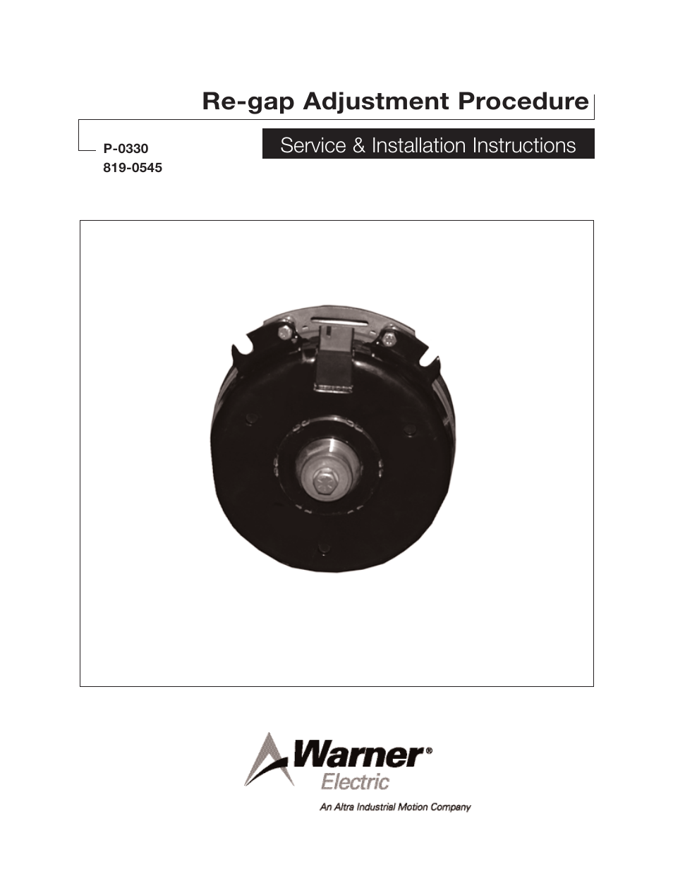 Warner Electric Re-gap Adjustment Procedure User Manual | 4 pages