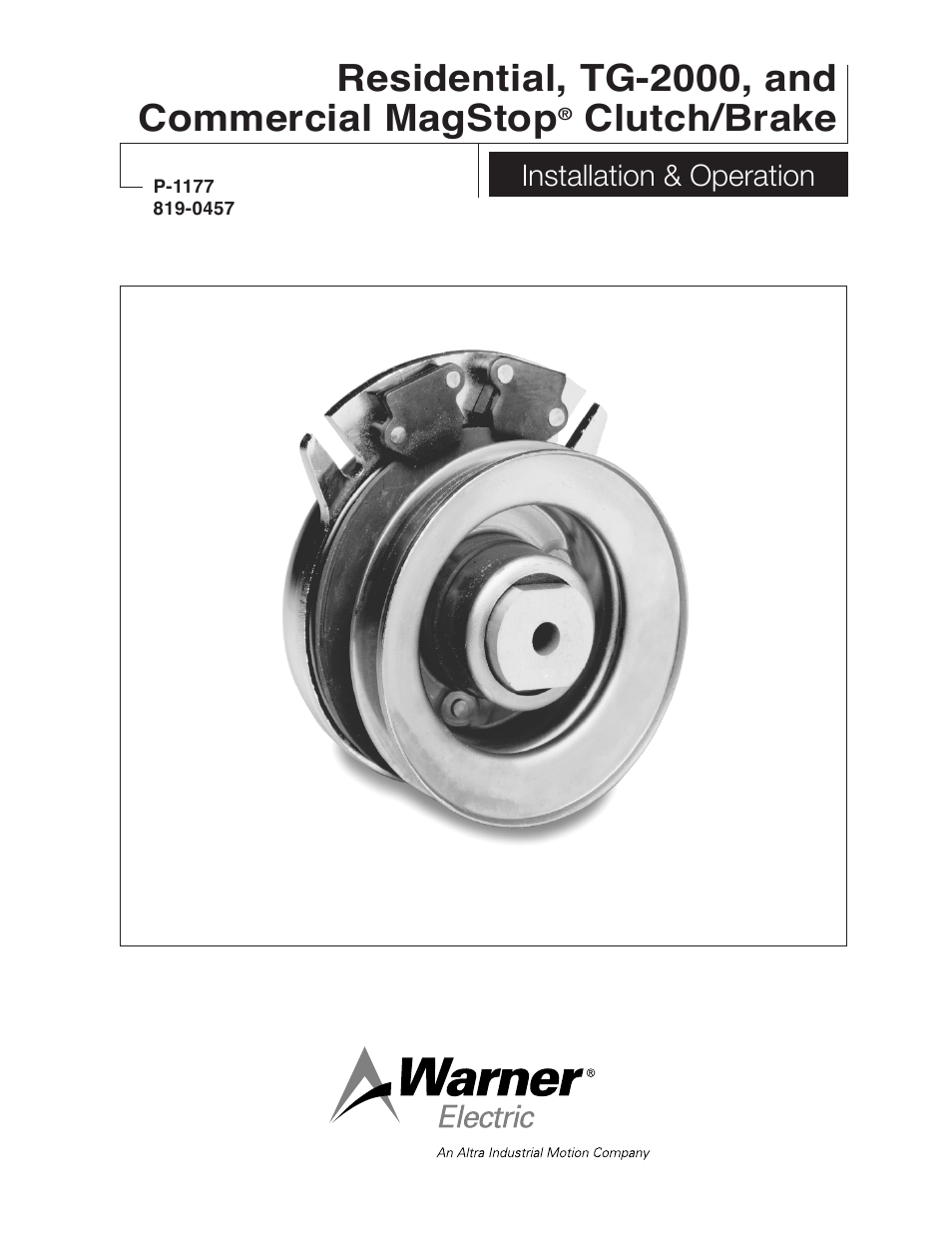 Warner Electric TG-2000 MagStop Clutch_Brake User Manual | 18 pages