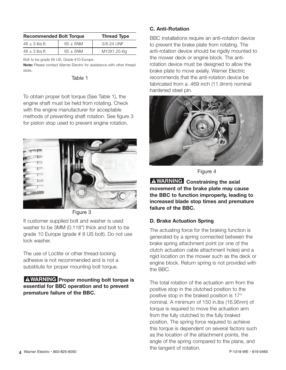 Warner Electric Blade Brake Clutch Application Guide User Manual | Page 4 / 11