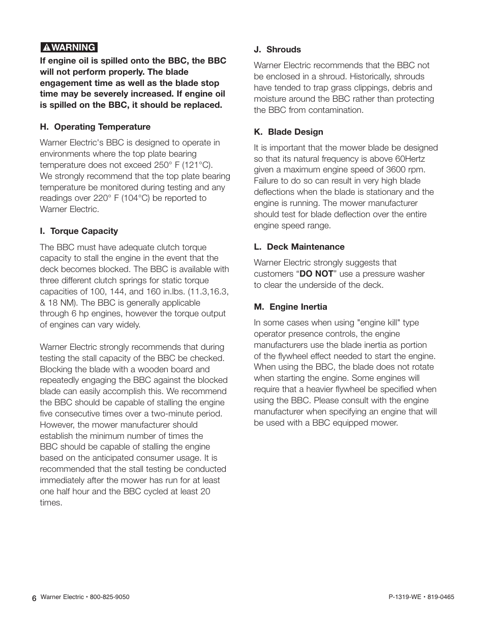 Warner Electric Blade Brake Clutch Application Guide User Manual | Page 6 / 11