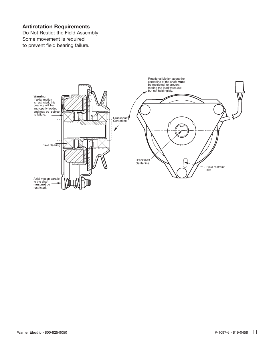 Antirotation requirements | Warner Electric Garden Tractor Clutch User Manual | Page 11 / 12