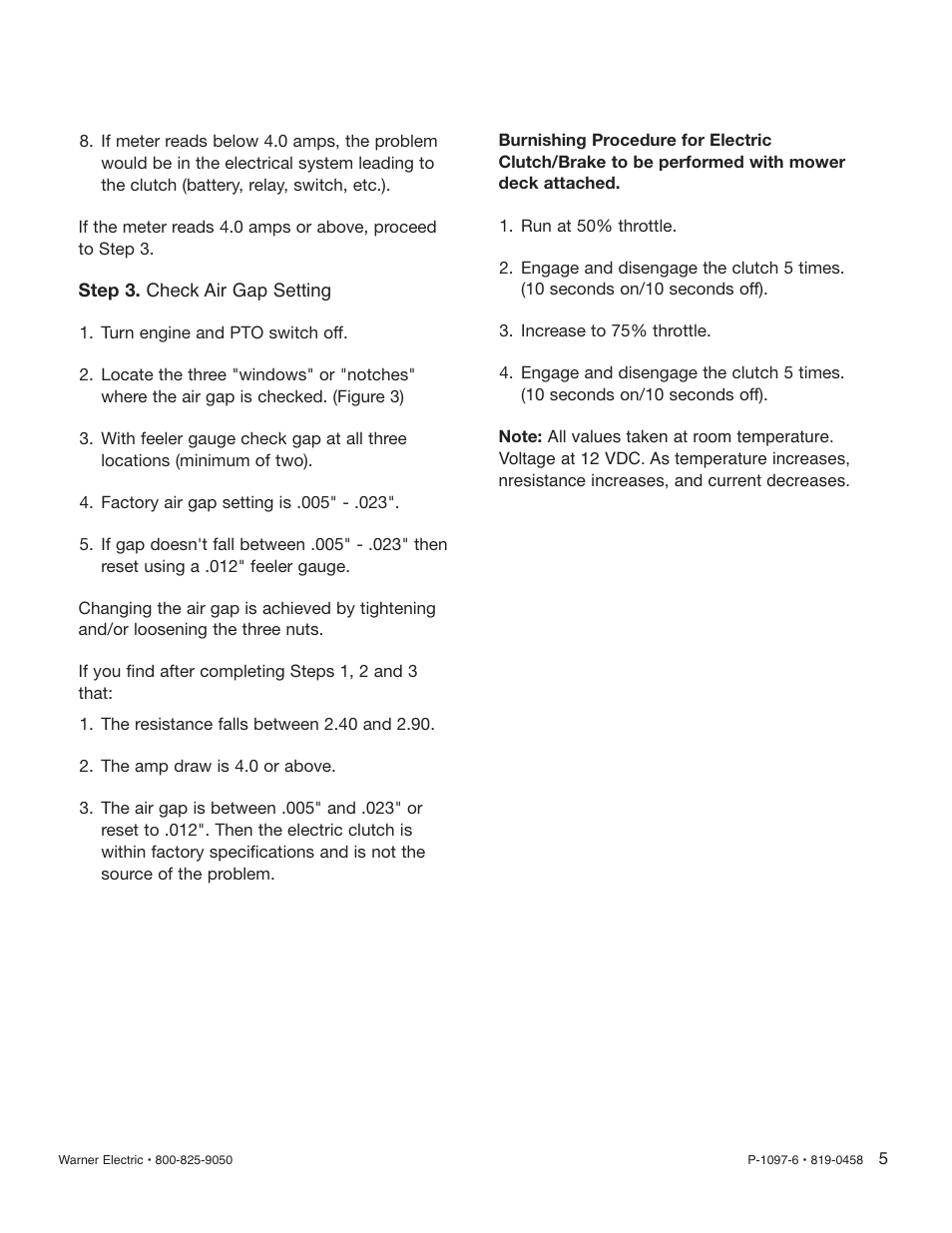 Warner Electric Garden Tractor Clutch User Manual | Page 5 / 12