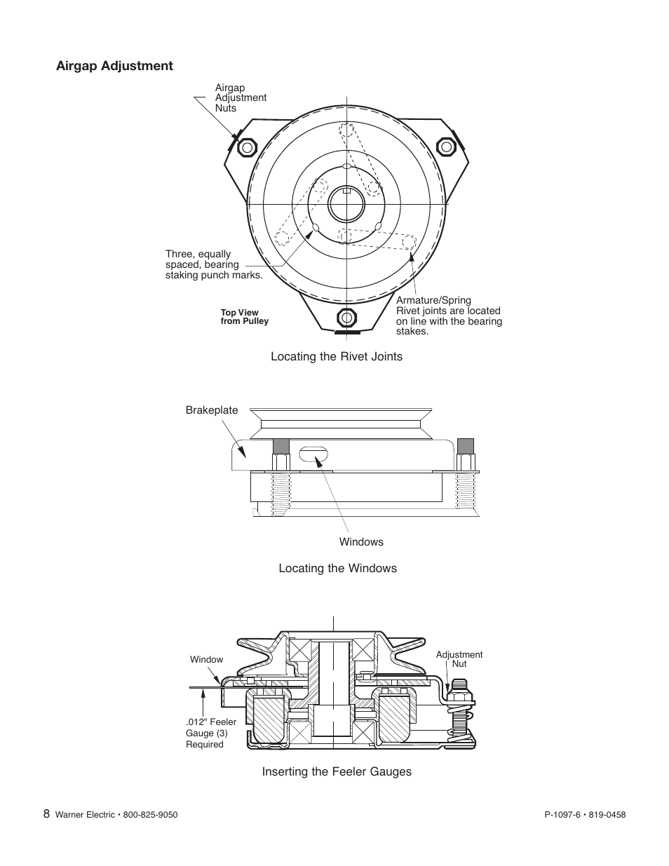 Airgap adjustment | Warner Electric Garden Tractor Clutch User Manual | Page 8 / 12