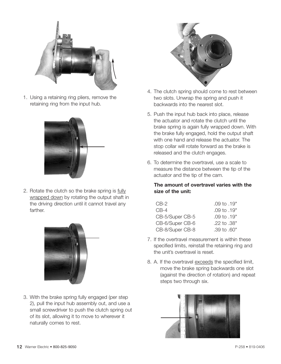 Warner Electric CB Series and Super CB Series Sizes 2, 4, 5, 6 and 8 User Manual | Page 12 / 14