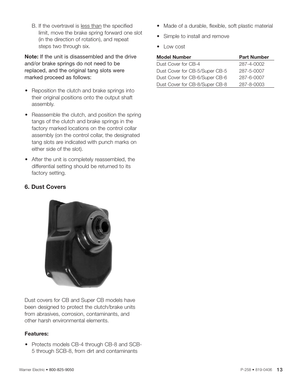 Warner Electric CB Series and Super CB Series Sizes 2, 4, 5, 6 and 8 User Manual | Page 13 / 14