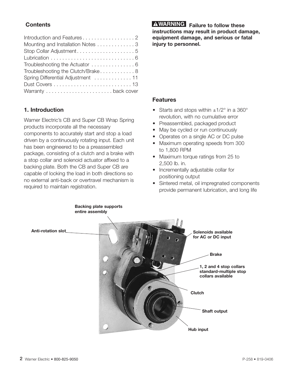 Warner Electric CB Series and Super CB Series Sizes 2, 4, 5, 6 and 8 User Manual | Page 2 / 14