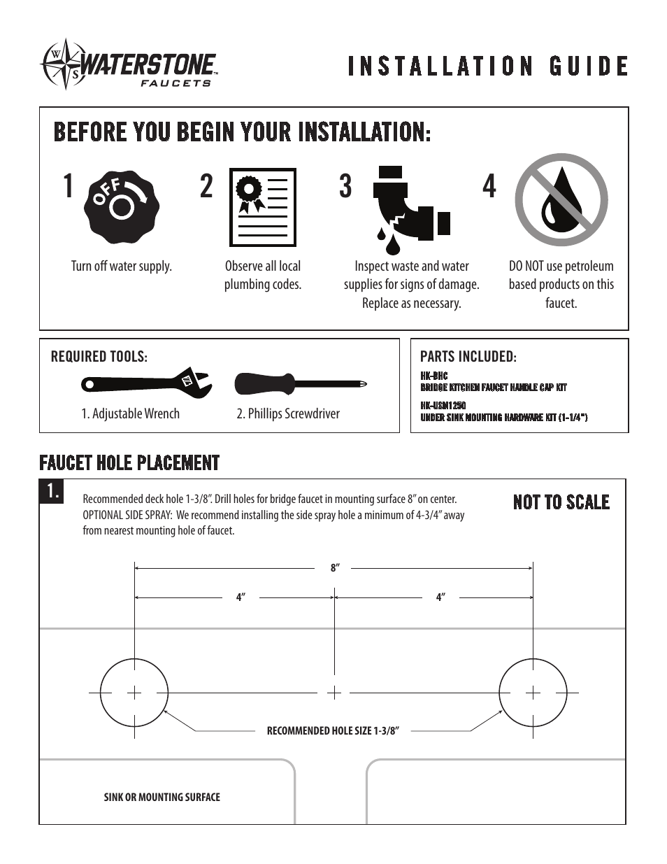 Waterstone BRIDGE FAUCETS 6350 User Manual | Page 2 / 6