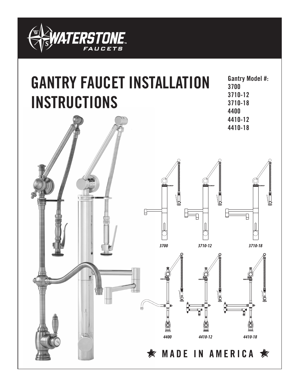 Waterstone GANTRY FAUCET 4410-18 User Manual | 6 pages