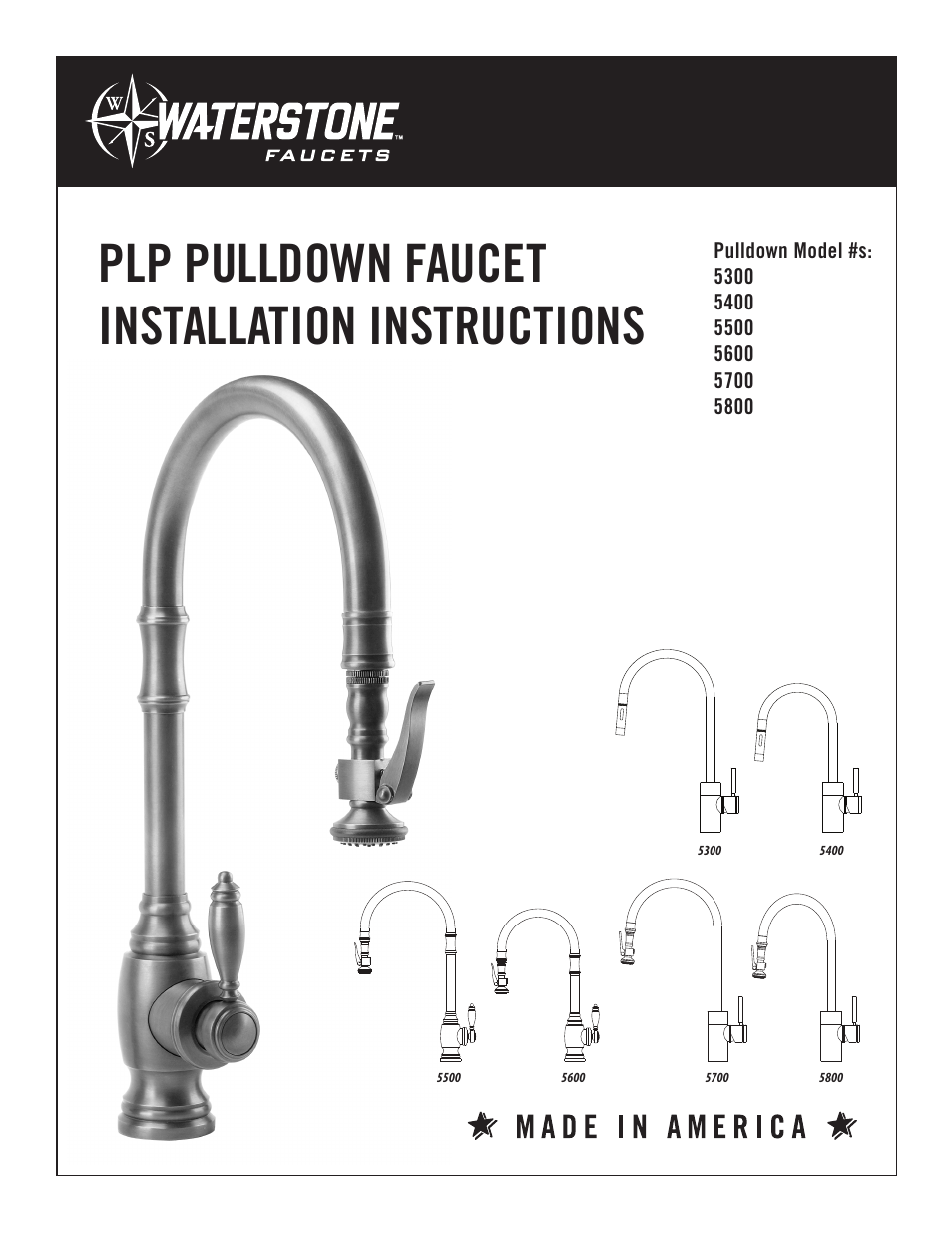 Waterstone PLP PULLDOWN FAUCET 5800 User Manual | 6 pages