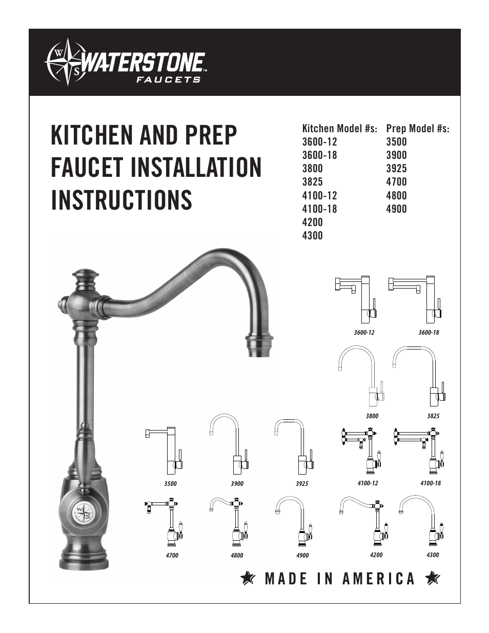 Waterstone PREP FAUCETS 4900 User Manual | 6 pages