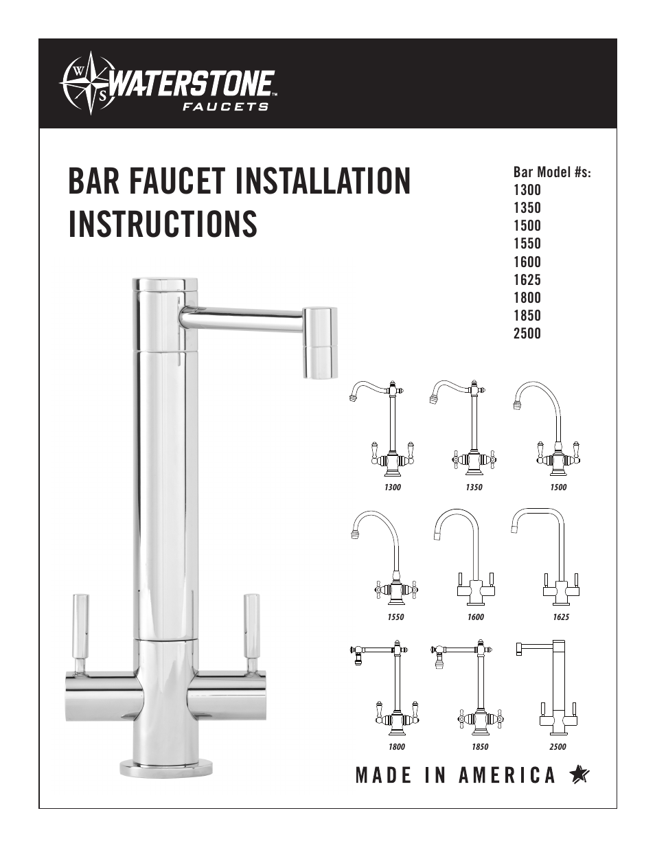 Waterstone BAR FAUCETS 2500 User Manual | 6 pages
