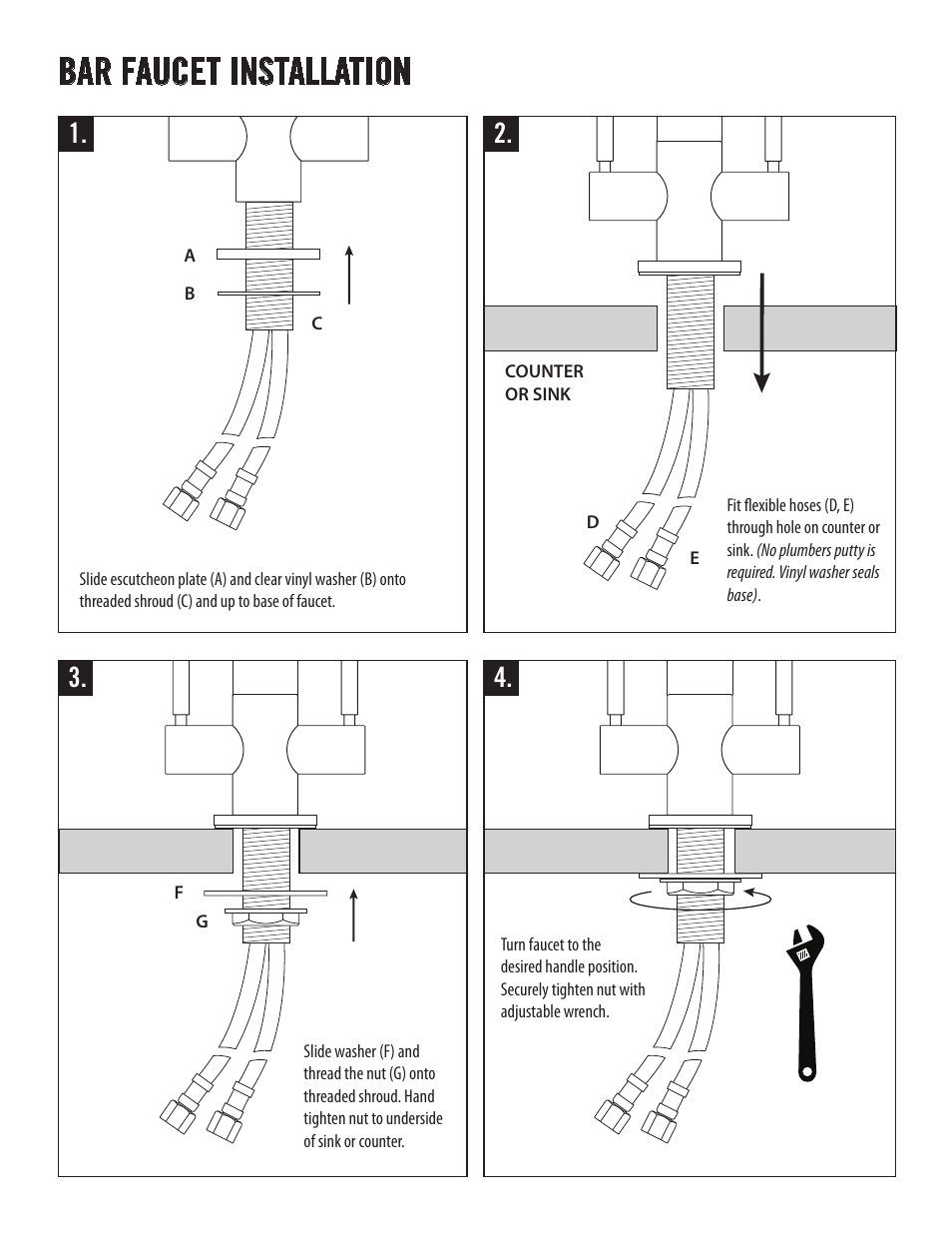 Bar faucet installation | Waterstone BAR FAUCETS 2500 User Manual | Page 3 / 6