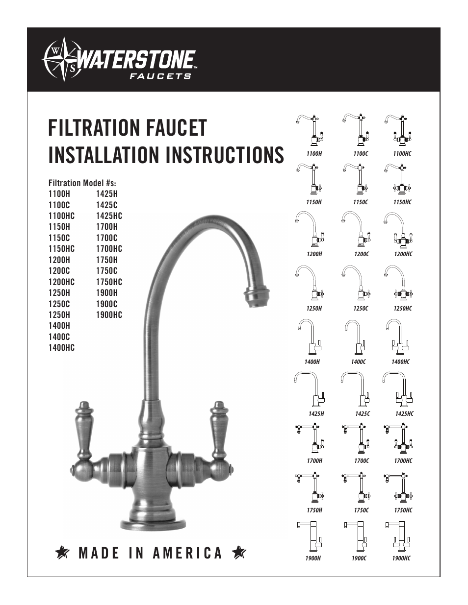 Waterstone FILTRATION FAUCETS 1900HC User Manual | 6 pages