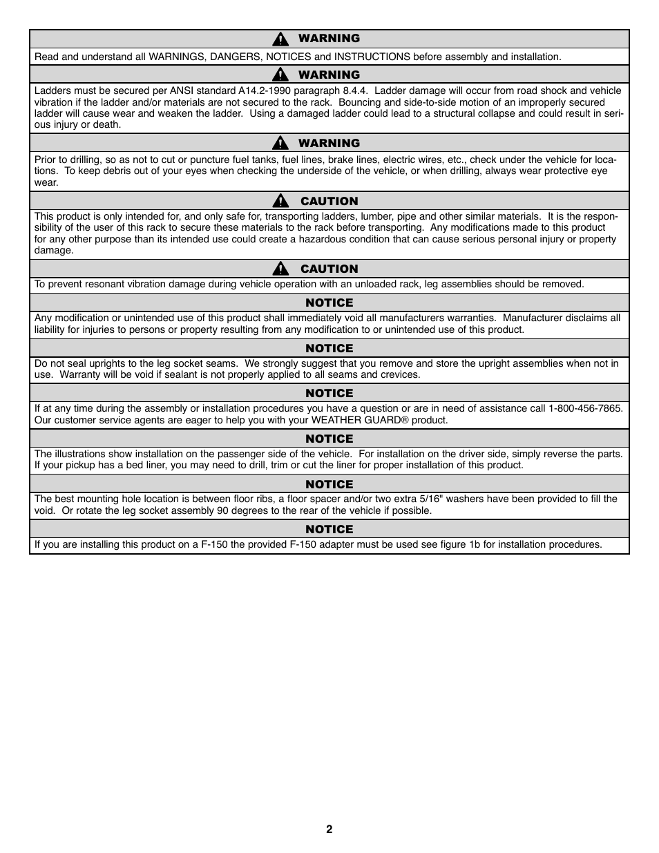 WEATHER GUARD 1450 User Manual | Page 2 / 8