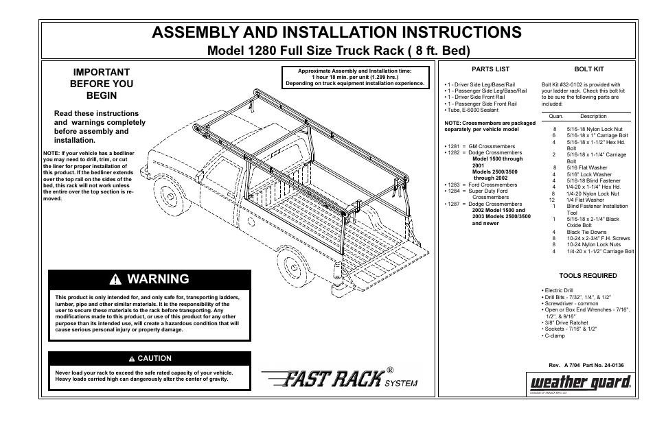 WEATHER GUARD 1280 User Manual | 6 pages