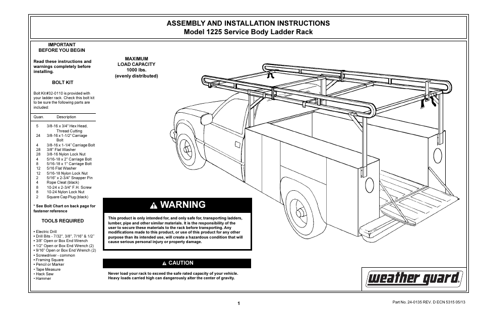 WEATHER GUARD 1225 User Manual | 8 pages