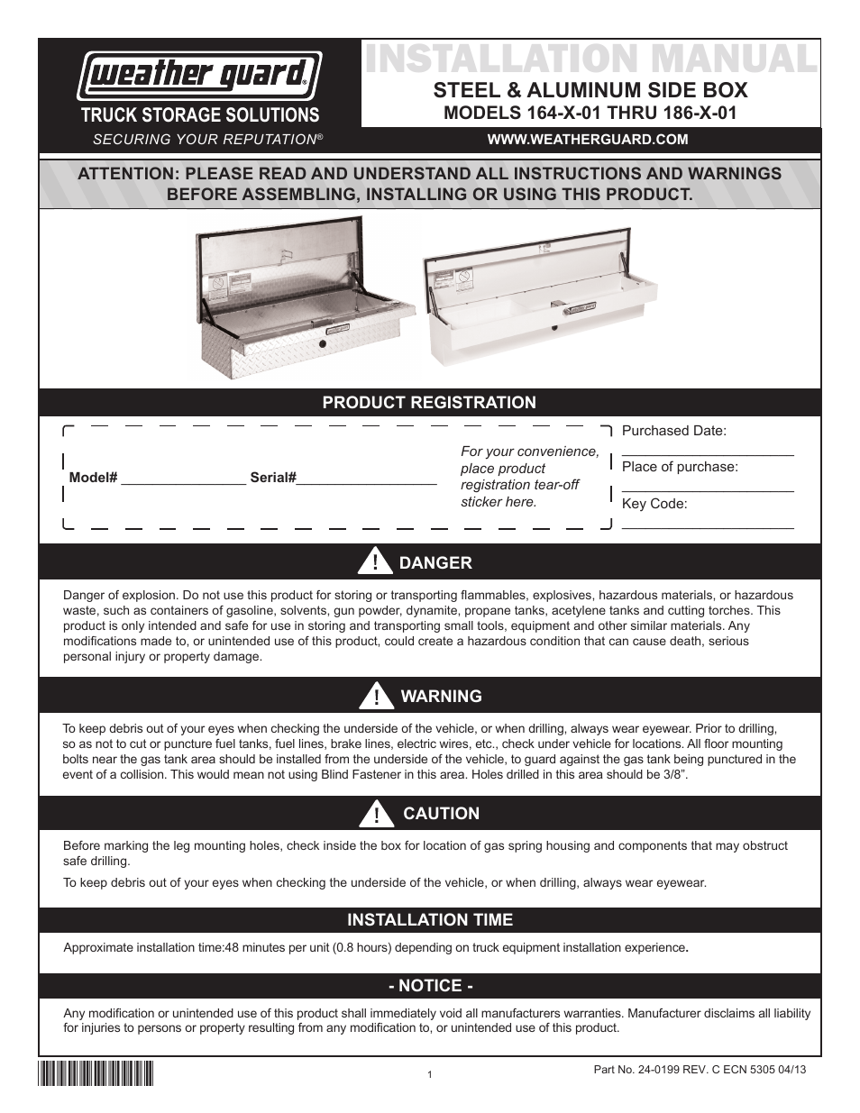 WEATHER GUARD 164-X-01 THRU 186-X-01 User Manual | 18 pages