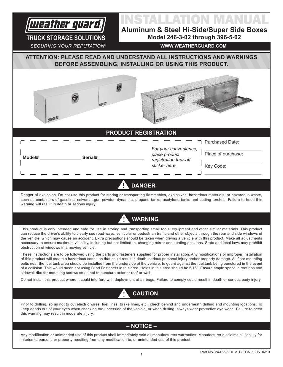WEATHER GUARD 246-3-02 through 396-5-02 User Manual | 18 pages