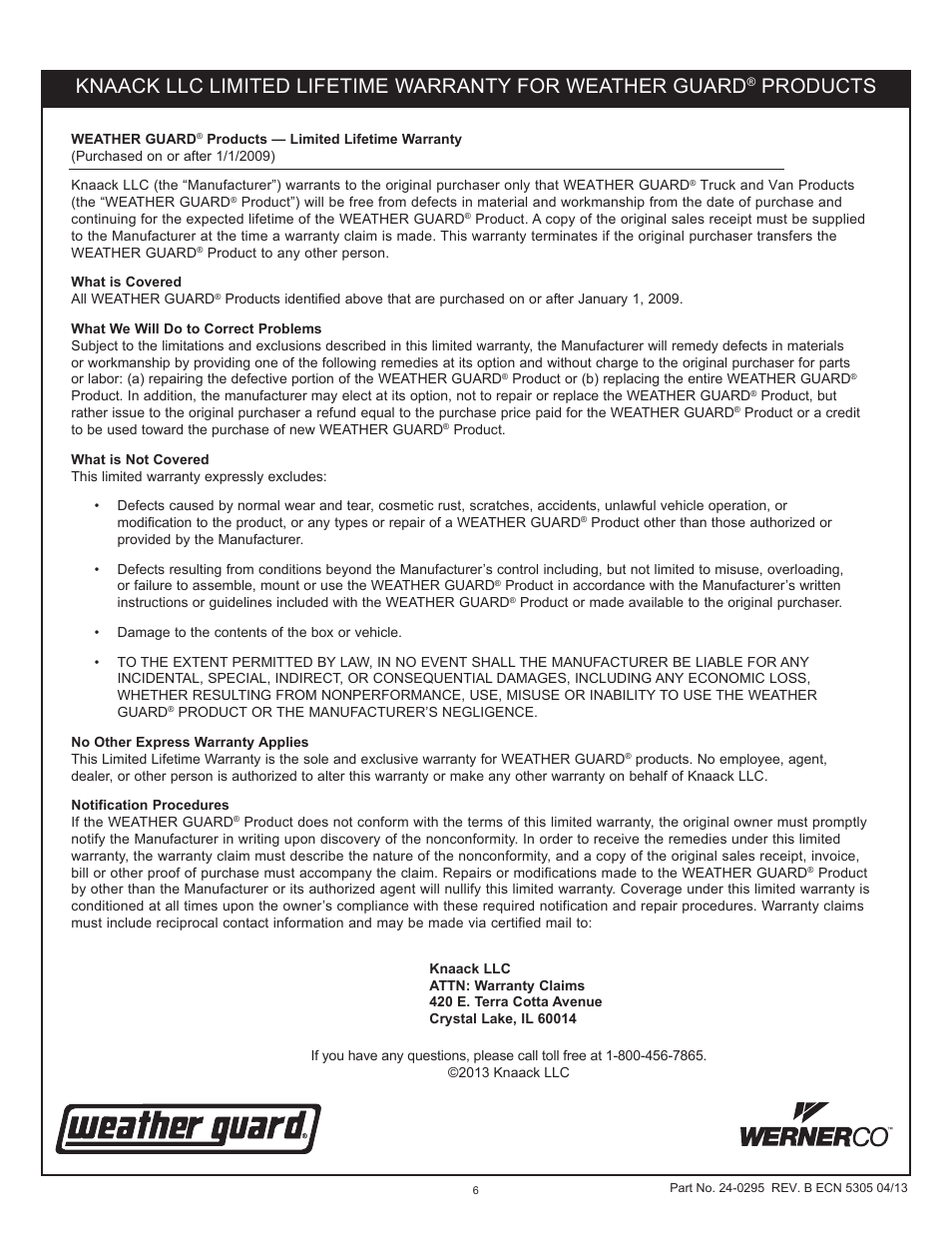 Products | WEATHER GUARD 246-3-02 through 396-5-02 User Manual | Page 6 / 18