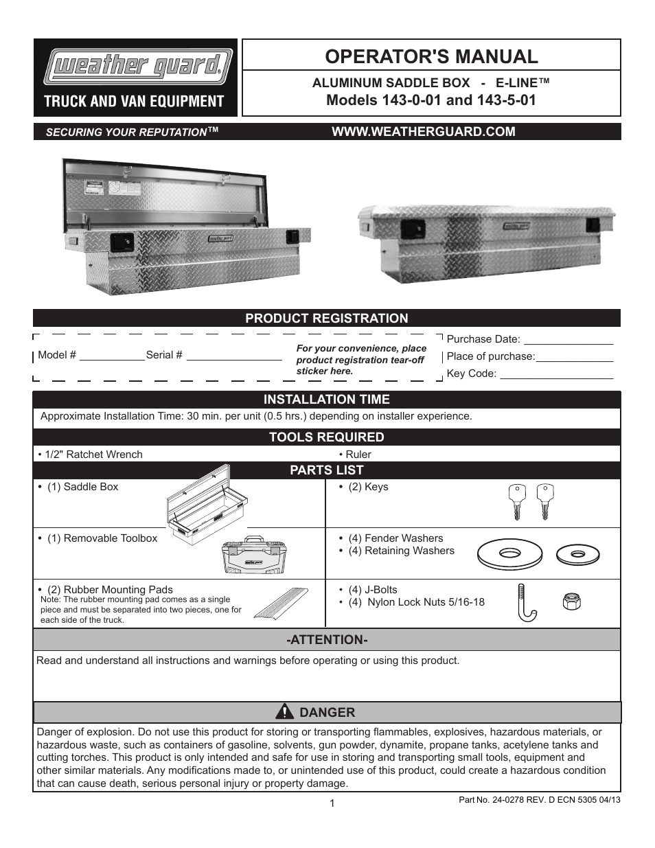 WEATHER GUARD 143-0-01 User Manual | 12 pages