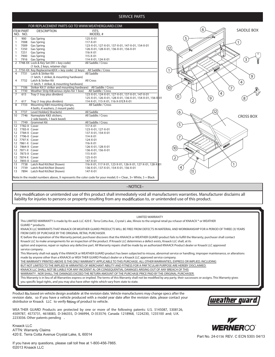 WEATHER GUARD 114-X-01 THRU 156-X-01 User Manual | Page 4 / 4