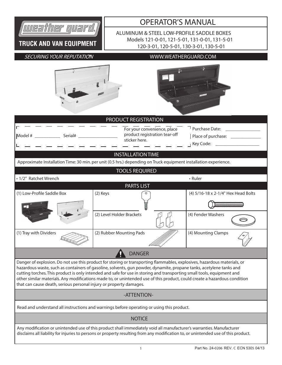 WEATHER GUARD 121-0-01 User Manual | 12 pages