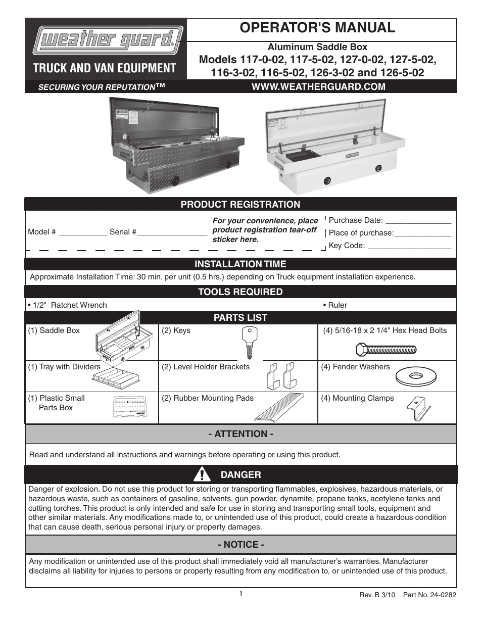 WEATHER GUARD 117-0-02 User Manual | 12 pages
