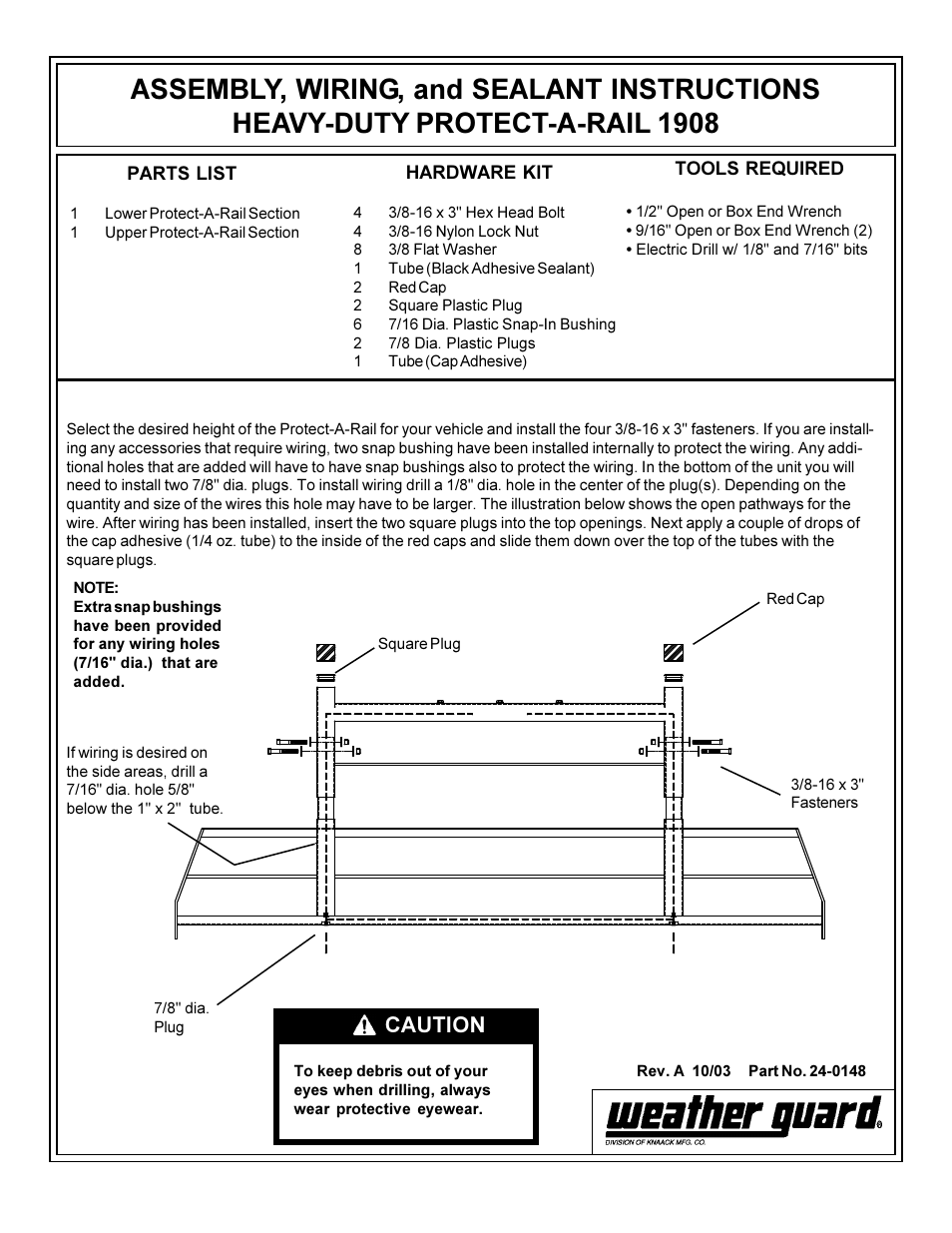 WEATHER GUARD 1908 User Manual | 2 pages